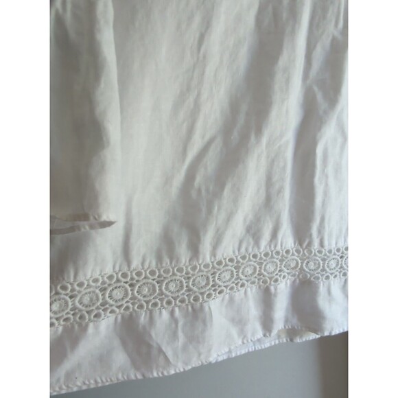 Crown & Ivy Women's M White Linen Blend Quarter Sleeve Bell Sleeve Summer Blouse - Picture 7 of 16